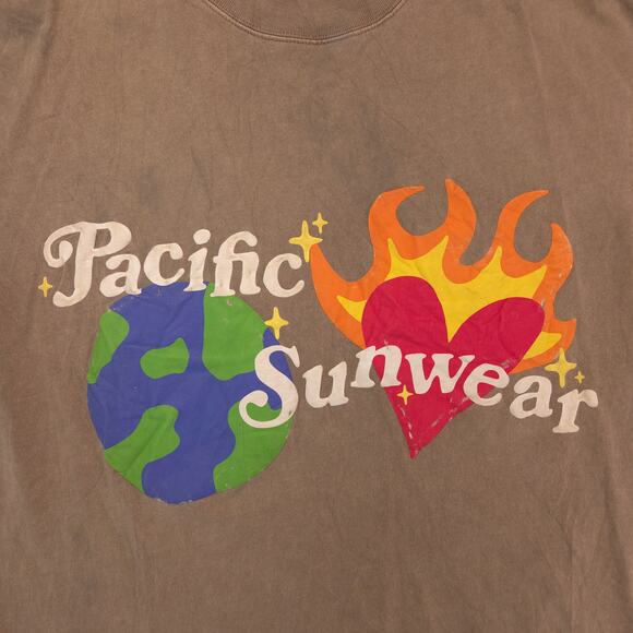 PacSun Casual Crew Neck Short Sleeve Striped T Shirt Mens Size Medium M Brown - Picture 4 of 9